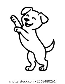 Playful Dog Illustration Standing on Hind Legs