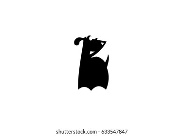Playful dog logo. Puppy sign.