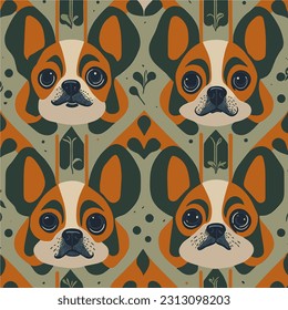 A playful dog pattern, filled with adorable illustrations of dogs frolicking in vibrant colors, radiating happiness and joy.