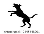 Playful Dog Silhouette Vector – Jumping or Active Pet Pose Illustration