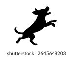 Playful Dog Silhouette Vector – Jumping or Active Pet Pose Illustration