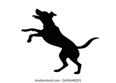 Playful Dog Silhouette Vector – Jumping or Active Pet Pose Illustration