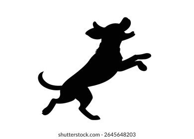 Playful Dog Silhouette Vector – Jumping or Active Pet Pose Illustration