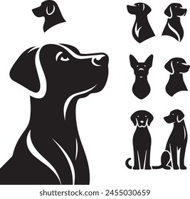 Playful Dog Silhouettes black vector illustration. Canine Charm in Monochrome

