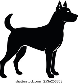 Un diseño de Vector de perro juguetón que muestra un cachorro alegre con características expresivas. Ideal para proyectos relacionados con mascotas, logotipos o cualquier cosa que celebre la alegría del compañerismo canino.