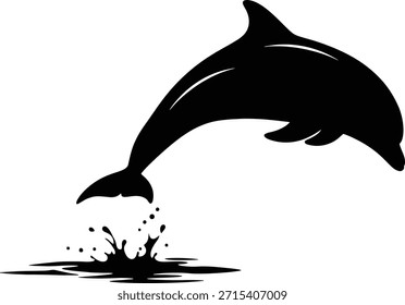 Brincalhão saltando silhueta vetor ilustração para marca de aquário e férias de praia verão viagem conceitos logotipo.