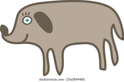 Playful doodle of a cute elephant in sketch style. Vector Illustration.