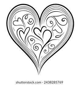 Playful doodle heart outline icon in scalable vector format.