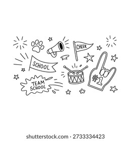 Una ilustración de doodle juguetón con artículos espirituales escolares y Elementos de celebración