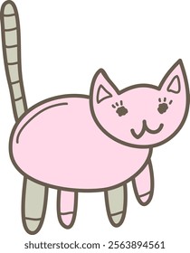 Playful doodle of a simple cat design. Vector Illustration.