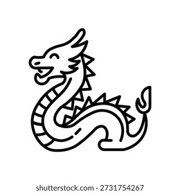 Ilustración de dragón juguetón con picos afilados y sonrisa