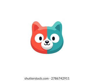 Playful Dual-Colored Cat Logo, Digital Illustration, Creative Design Environment