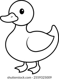Playful Duck Coloring Outline Vector Illustration for Children