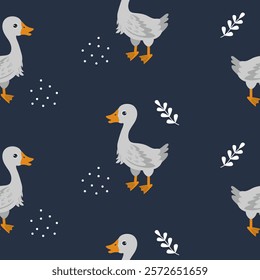 Playful ducks featured in a whimsical pattern perfect for children's decor or textiles