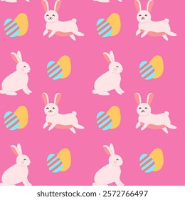 Playful easter bunny and colorful egg patterns for festive designs.