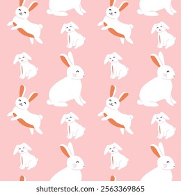 Playful easter bunny pattern with geometric design for festive decor.