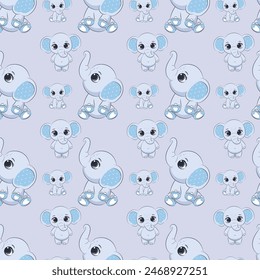 Playful Elephants Seamless Vector Pattern Design