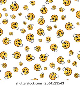Playful Emoji and Cloud Pattern