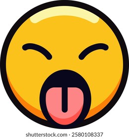 Playful emoji with tongue out and closed eyes.