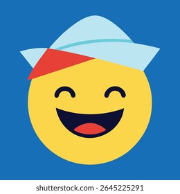 Playful Emoticon Wearing a Paper Hat