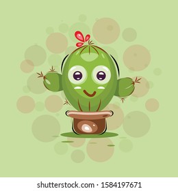 
Playful Expression Cactus Mascot Design Vector