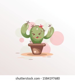 
Playful Expression Cactus Mascot Design Vector