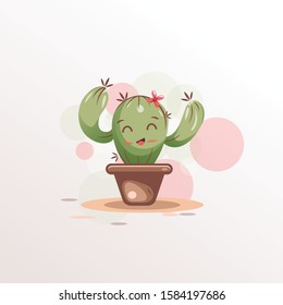 
Playful Expression Cactus Mascot Design Vector