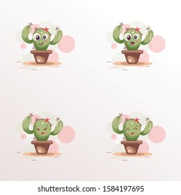 
Playful Expression Cactus Mascot Design Vector