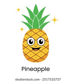 A playful and eye-catching vector illustration of a pineapple paired with fun lettering, perfect for branding, product packaging, and vibrant design projects.