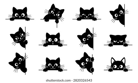 Playful feline characters for border and edge decorations.
