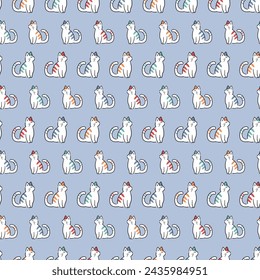 Playful Feline Friends Charm Vector seamless Pattern can be use for background and apparel design