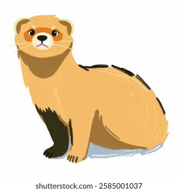 A playful ferret illustration in brown tones. Perfect for pet store logos, simple logo, display, crafted, printed, and pet care designs.