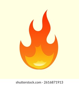 Playful fire and flame in cute animation style icon vector perfect for kids design cartoon illustration education happy orange character graphic red energy fun safety yellow flames emotion mascot joy 