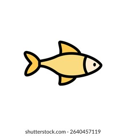 Playful fish illustration in colored outline style with bright body and fins. Great for kids’ aquatic books, coral reef scenes, and underwater branding.