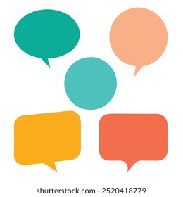 Playful flat color pastel speech bubbles with lines and dots, ideal for creative designs and presentations.