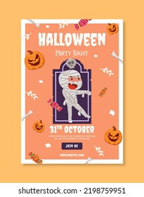 Playful Flat Halloween Costume Party Night Invitation Promo Template