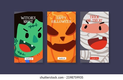 Playful Flat Halloween social media Story template set