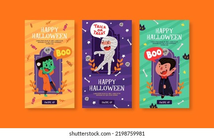 Playful Flat Halloween social media Story template set