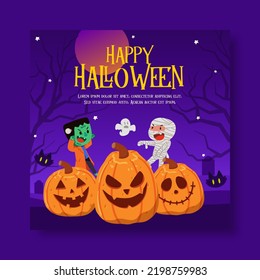 Playful Flat Halloween Social Media Banner Template