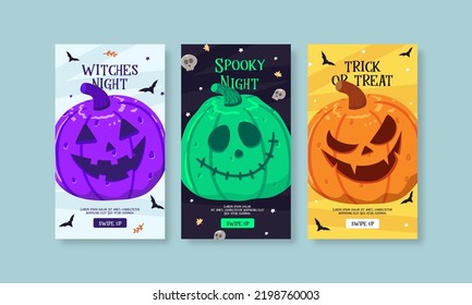 Playful Flat Halloween social media Story template set
