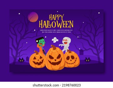 Playful Flat halloween social media banner template