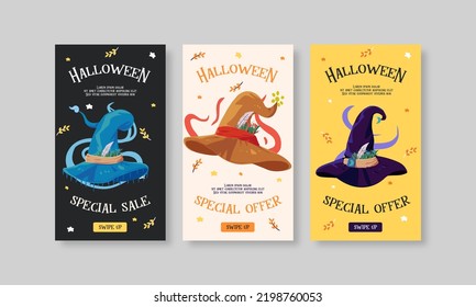 Playful Flat Halloween social media Story template set