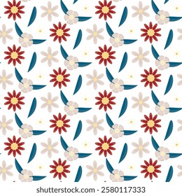 Playful Floral Seamless Pattern with Bright Blooms