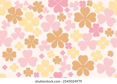 Playful flower Clover Pattern in Pastel Shades
