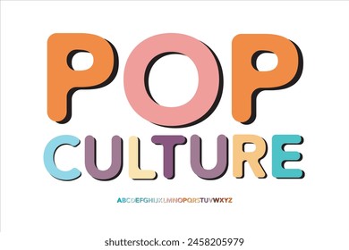 Playful font. Colorful Vector bold font for headings, flyer, greeting cards, product packaging, printed, logotype, apparel design, album covers, etc.