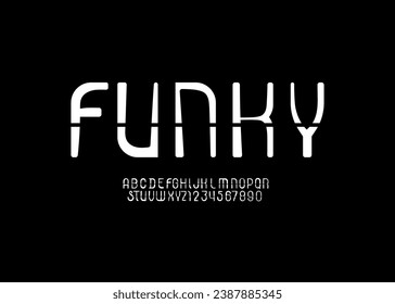 Playful font, joyful funky alphabet, cartoons letters and numbers, vector illustration 10EPS