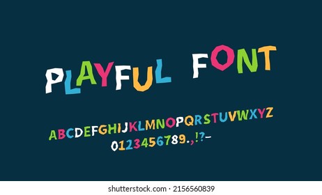 Playful font kids design, colorful alphabet. Vector illustration