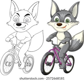 Playful fox enjoying a bike ride adventure