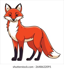 Playful fox vector illustration on white background. Smart forest animal illustration ideal for wildlife education and trickster fable designs.