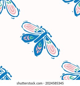 Playful fresh doodle butterfly shape seamless background. Modern trendy minimal retro style motif pattern. Hand drawn simple colorful design isolated on white. For young childish all over print. 